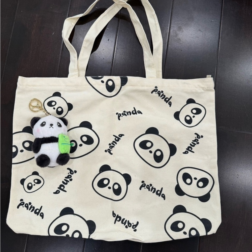 NEW Adorable Panda Canvas Tote Set